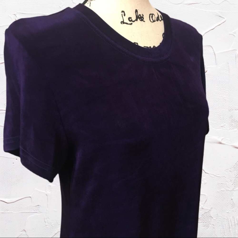 Plum Citiknits mini dress, short sleeve, flowy.